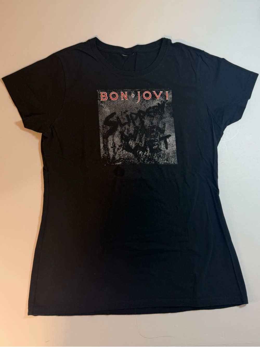 Bon Jovi Slippery When Wet Steam Men's Sm T Shirt Rock Album Cover Concert Merch